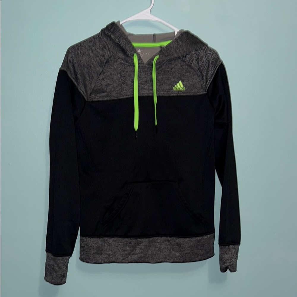 Adidas Black and Gray Hoodie Sweater